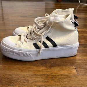 Adidas Nizza Sneakers Womens Size6 Mid Hi Top Platform Canvas Shoes